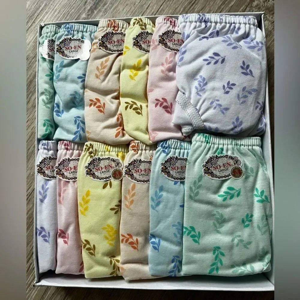 12 Pcs Soen Women's Bikini Cottton Briefs AssortedColor Floral Print Panty XL